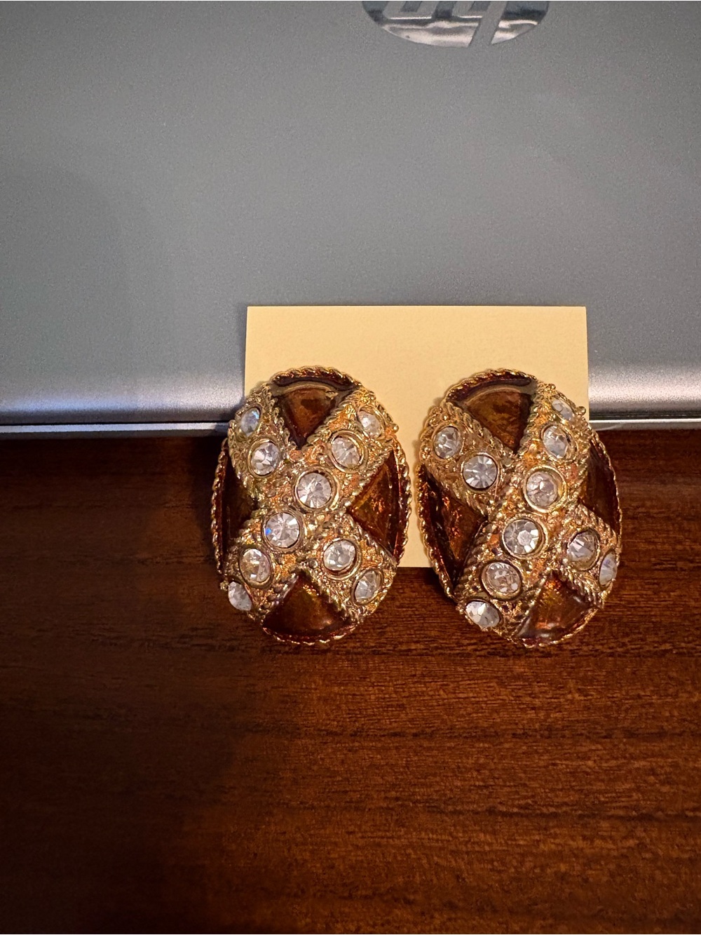 Gold-Tone Crystal Dome Clip-On Earrings